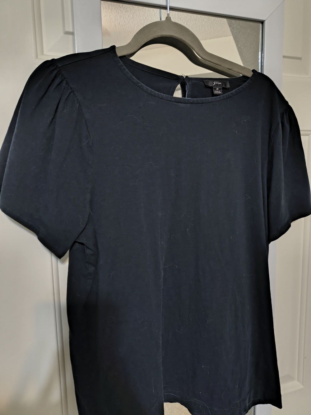 J. Crew Black Short Puff Sleeve Tee